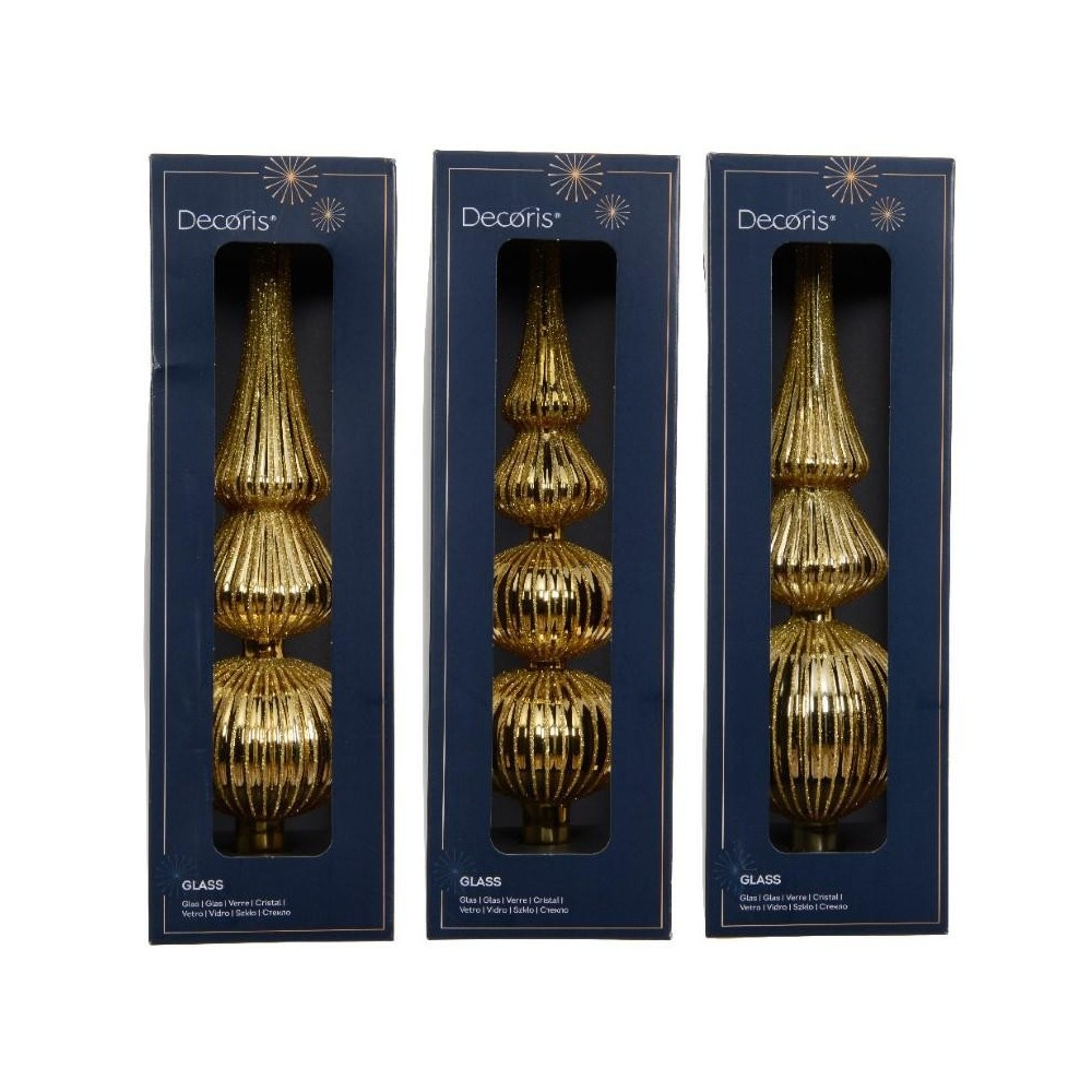 PUNTALE ALBERO VETRO H.31CM 3 ASSORTITI